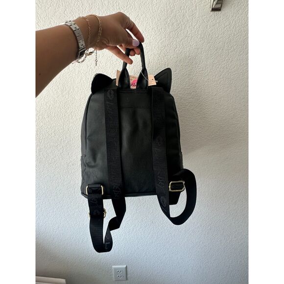 Betsey Johnson Black Cat Face Quilted Backpack NWT main image 5